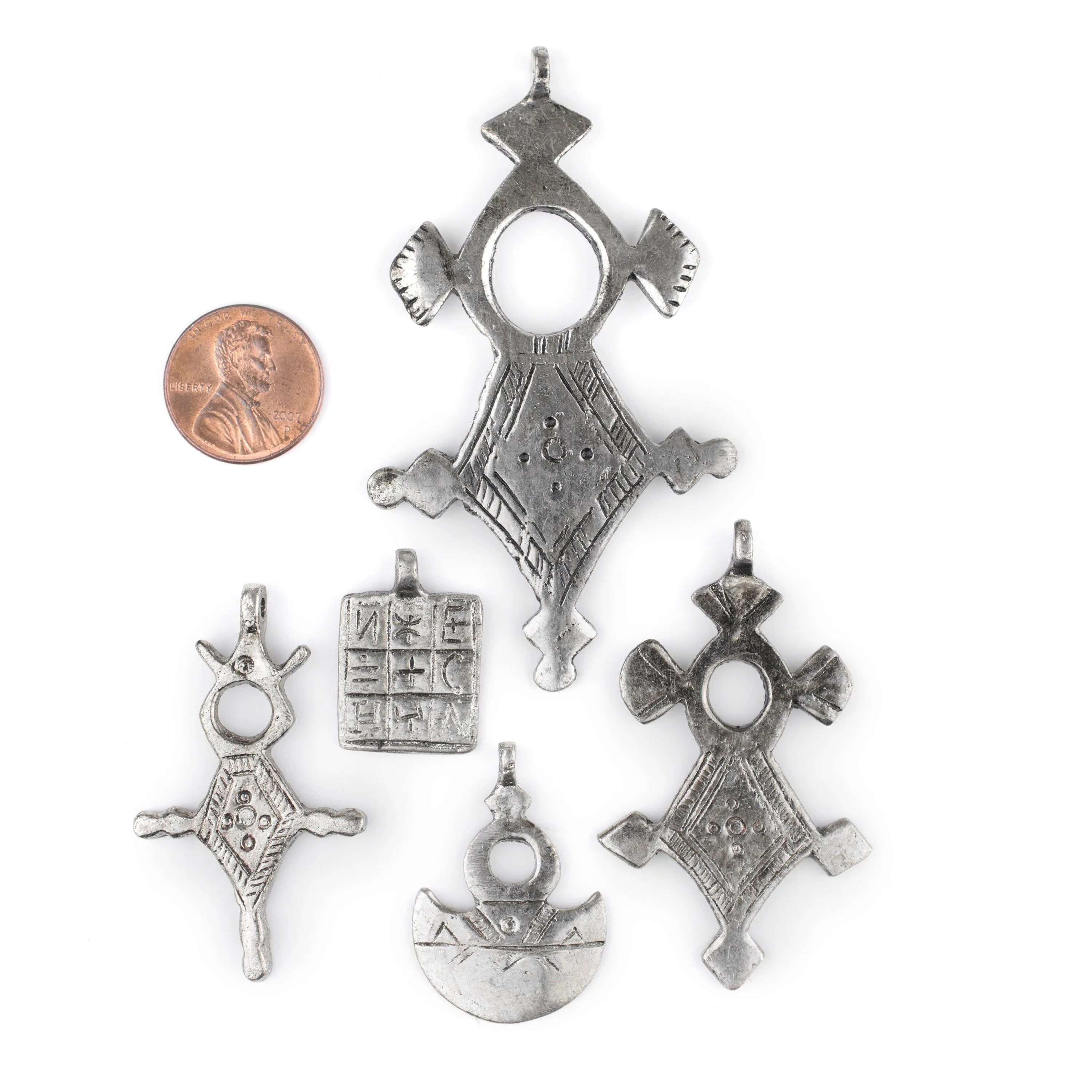 5 Pack: Silver Tuareg Tribal Pendants