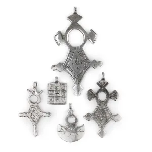 5 Pack: Silver Tuareg Tribal Pendants