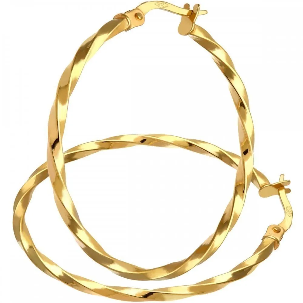 9ct Yellow Gold 30mm Twist Hoop Earrings