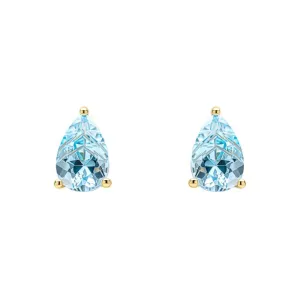 9ct Yellow Gold Pear Cut Blue Topaz Stud Earrings GE2486T