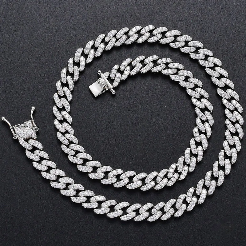 9mm Iced Out Miami Cuban Chain - Silver