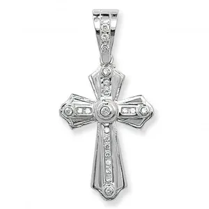 Acotis Silver Cross with Zirconia Stones Pendant G6515