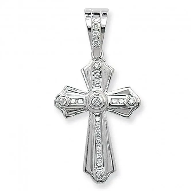 Acotis Silver Cross with Zirconia Stones Pendant G6515