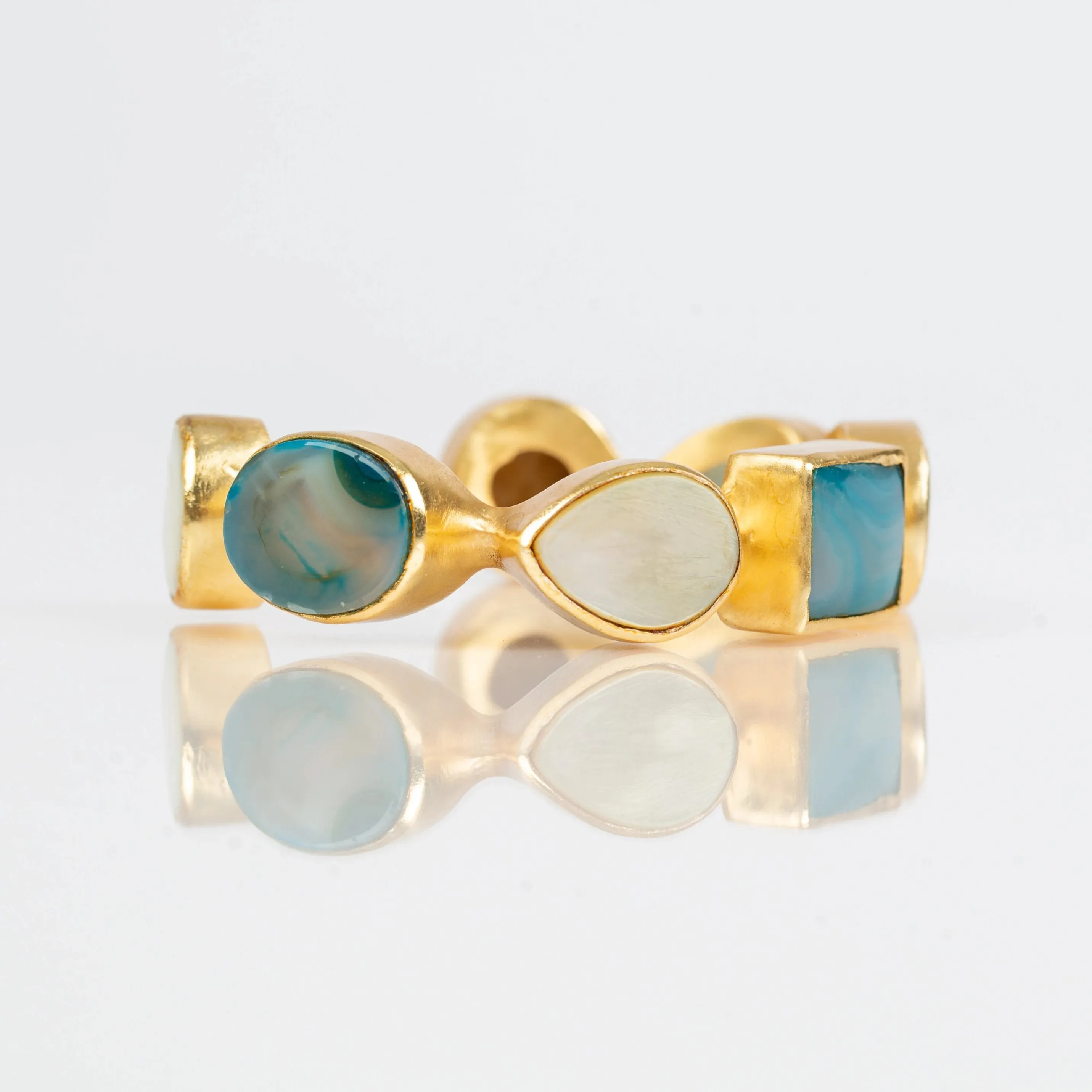 Adele Single Cuff (Turquoise Agate & Mother-Of-Pearl)