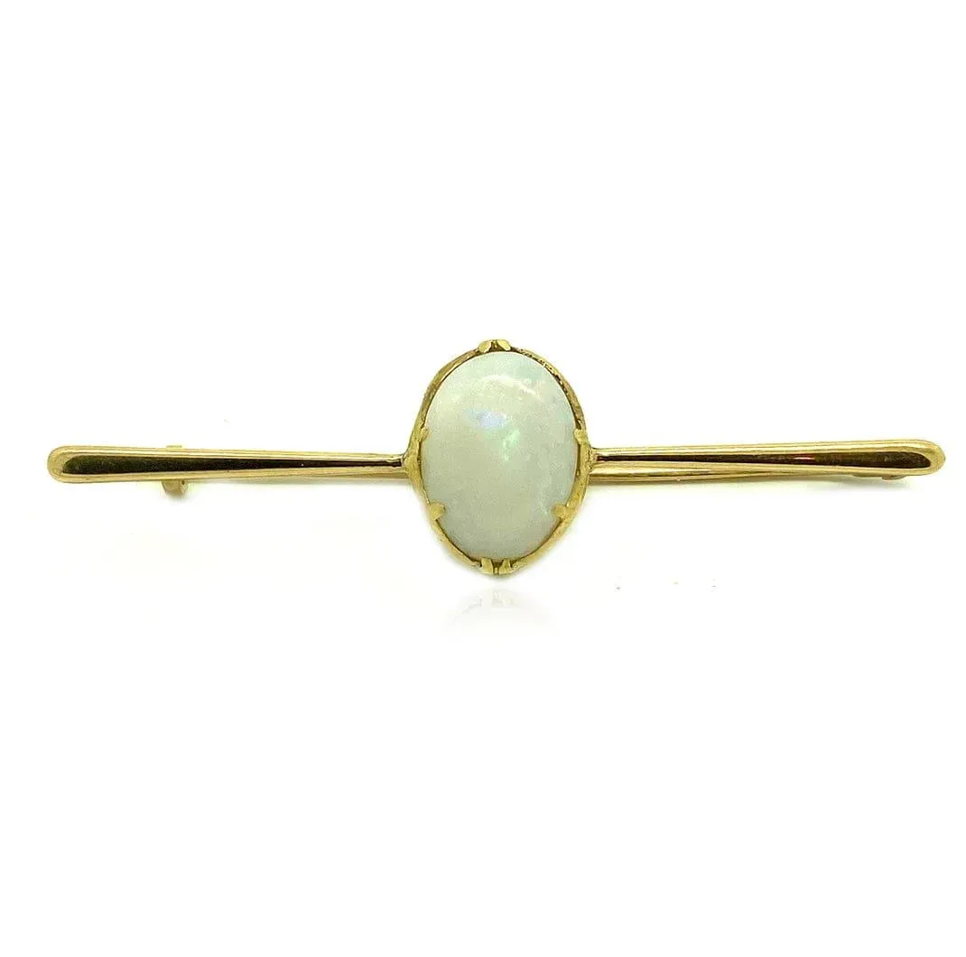 Antique Edwardian 3ct Opal 15ct Gold Bar Brooch