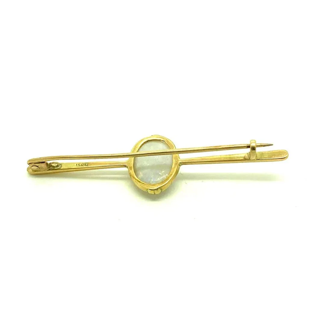 Antique Edwardian 3ct Opal 15ct Gold Bar Brooch