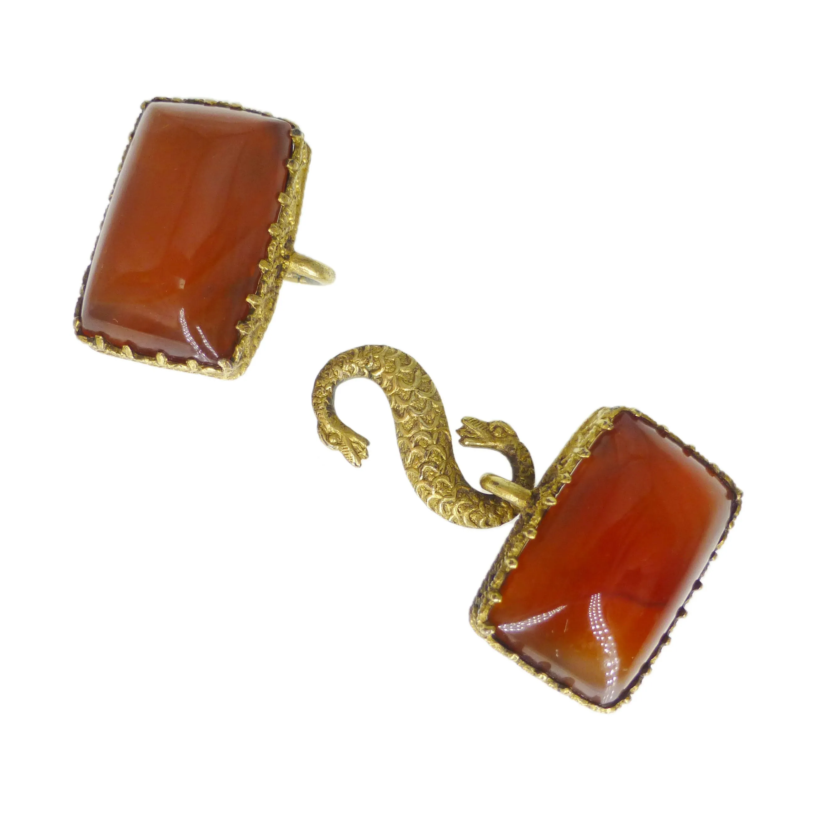 Antique Georgian Gold Metal Carnelian Snake Buckle