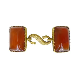 Antique Georgian Gold Metal Carnelian Snake Buckle