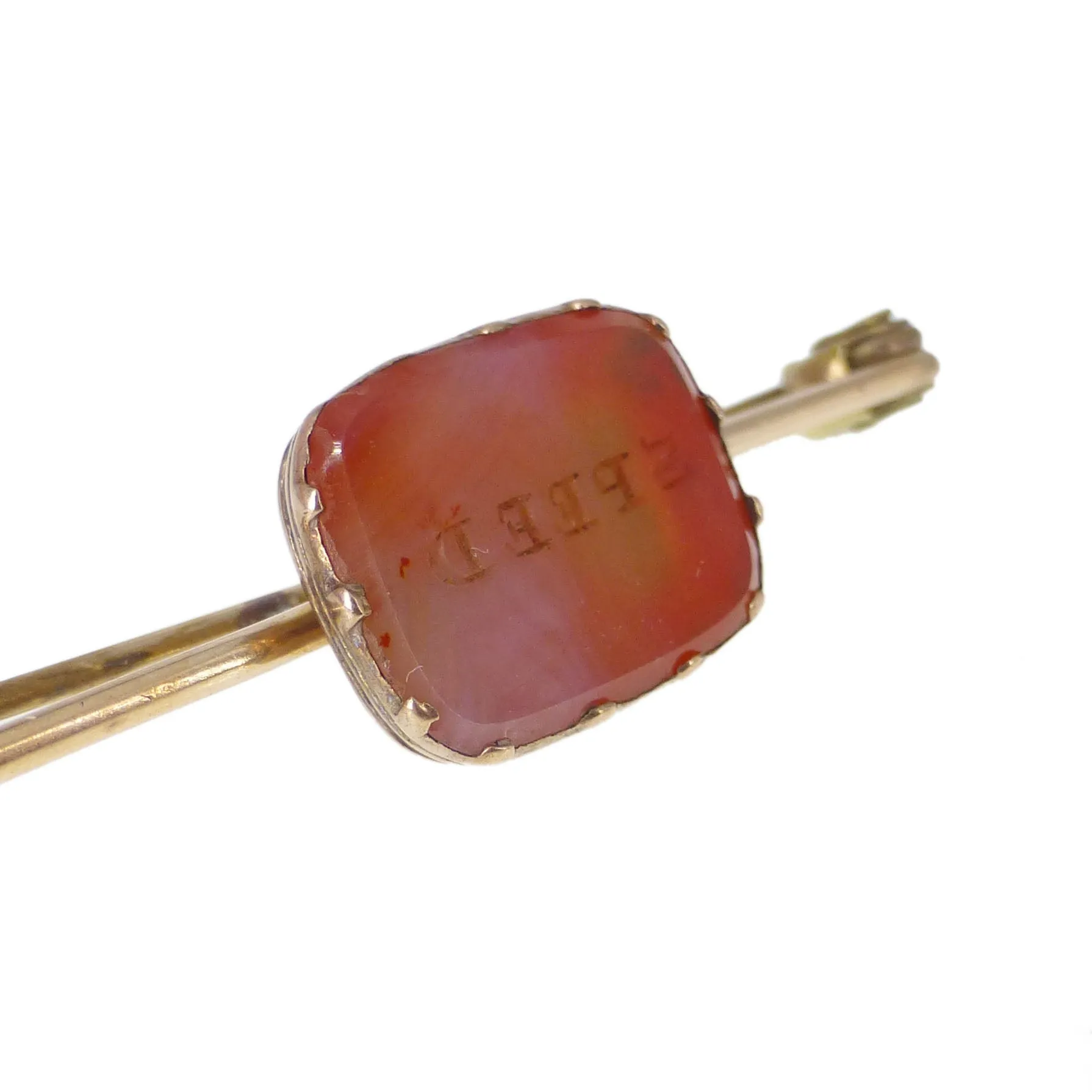 Antique Rolled Gold 'Speed' Carnelian Intaglio Brooch