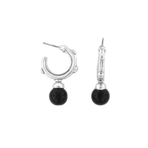 Antiquities Couture Black Drop Hoop Earrings