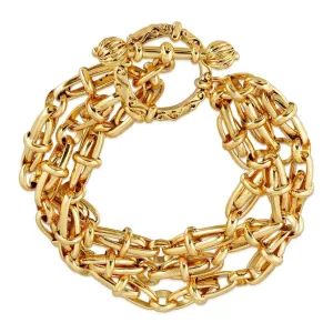 Antiquities Couture Gold Artifact Three Tier Chain Toggle Bracelet