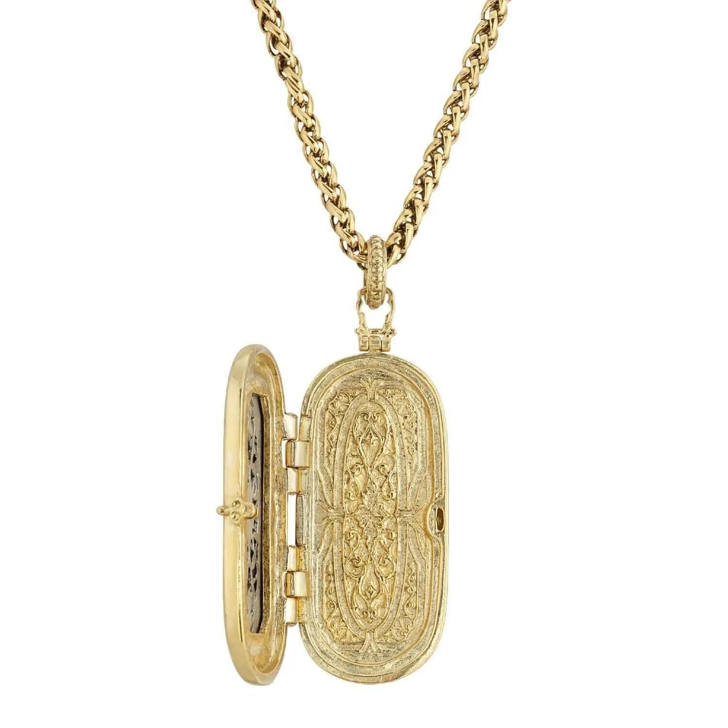 Antiquities Couture Heirloom Two Tone Vinaigrette Locket Necklace 32"