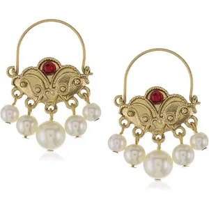 Antiquities Couture Persian Empire Garnet Crystal And Faux Pearl Drop Earrings