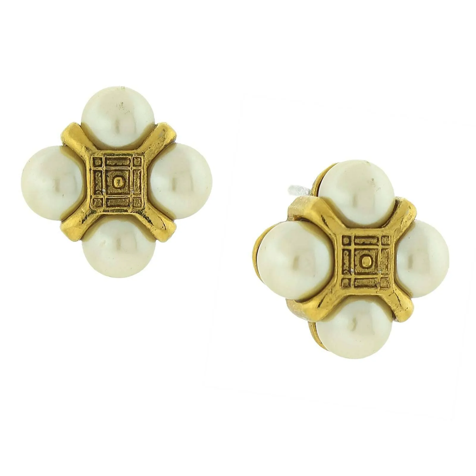 Antiquities Couture Quartet Faux Pearl Button Earrings