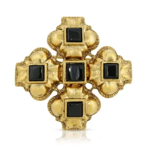 Antiquities Couture Vestments Square Black Onyx Gemstone Pin