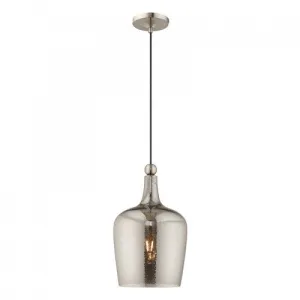 ART GLASS 1 LIGHT MINI PENDANT, BRUSHED NICKEL