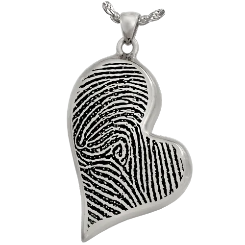 B&B Fingerprint Teardrop Heart Pendant