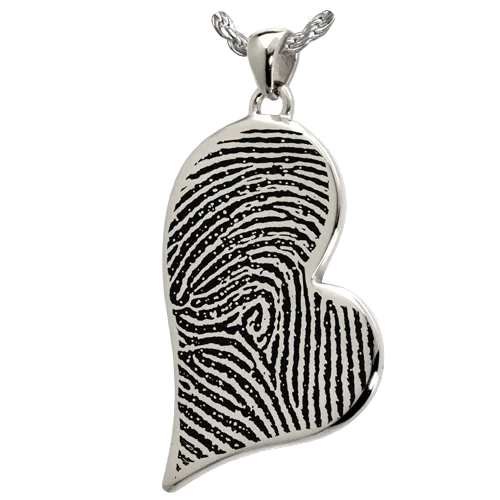 B&B Fingerprint Teardrop Heart Pendant