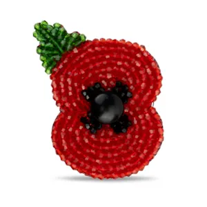 Beaded Poppy Brooch