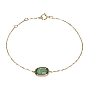 Bezel-Set Green Tourmaline Chain Bracelet