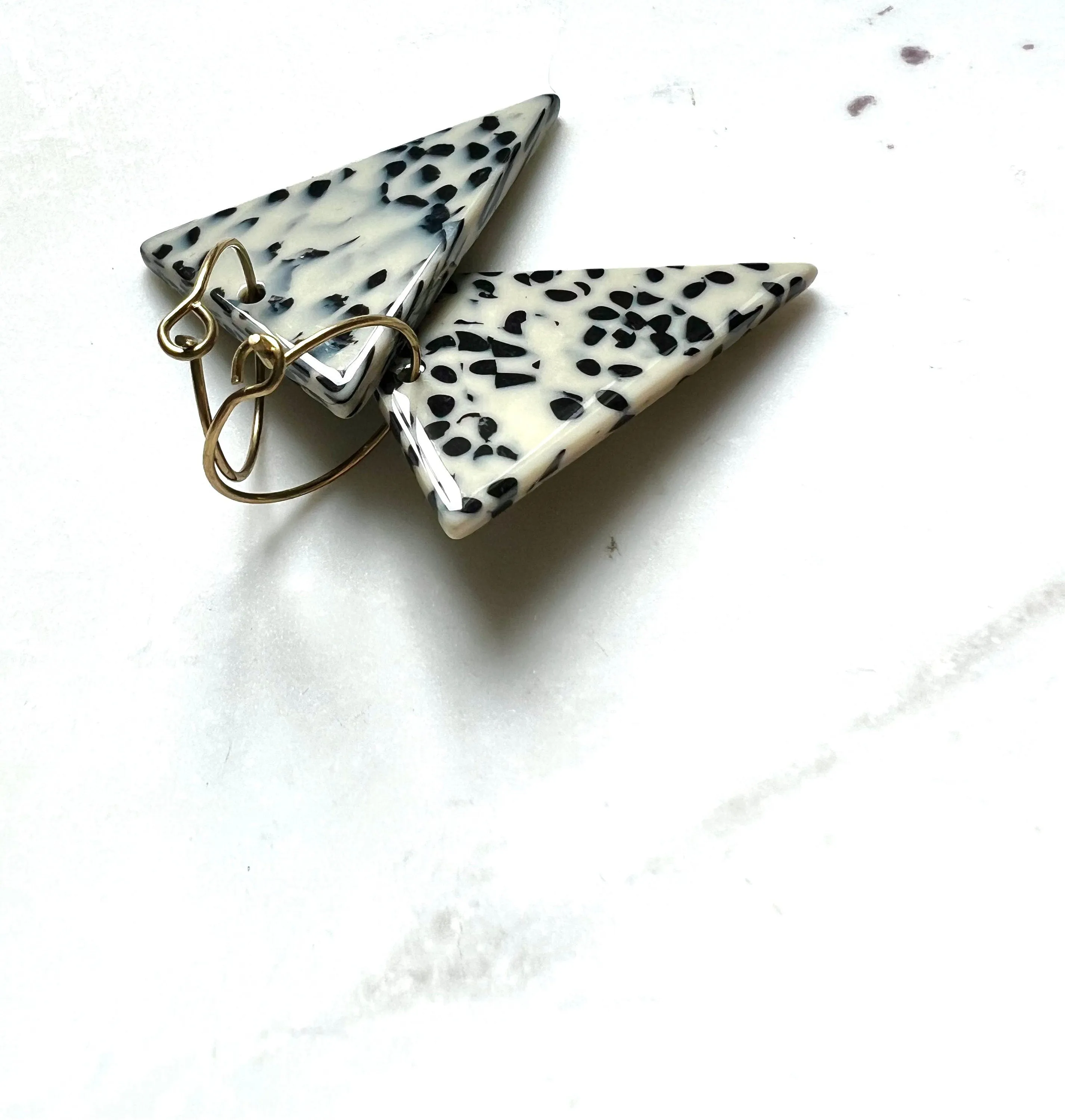 Black and White Triangle Earrings