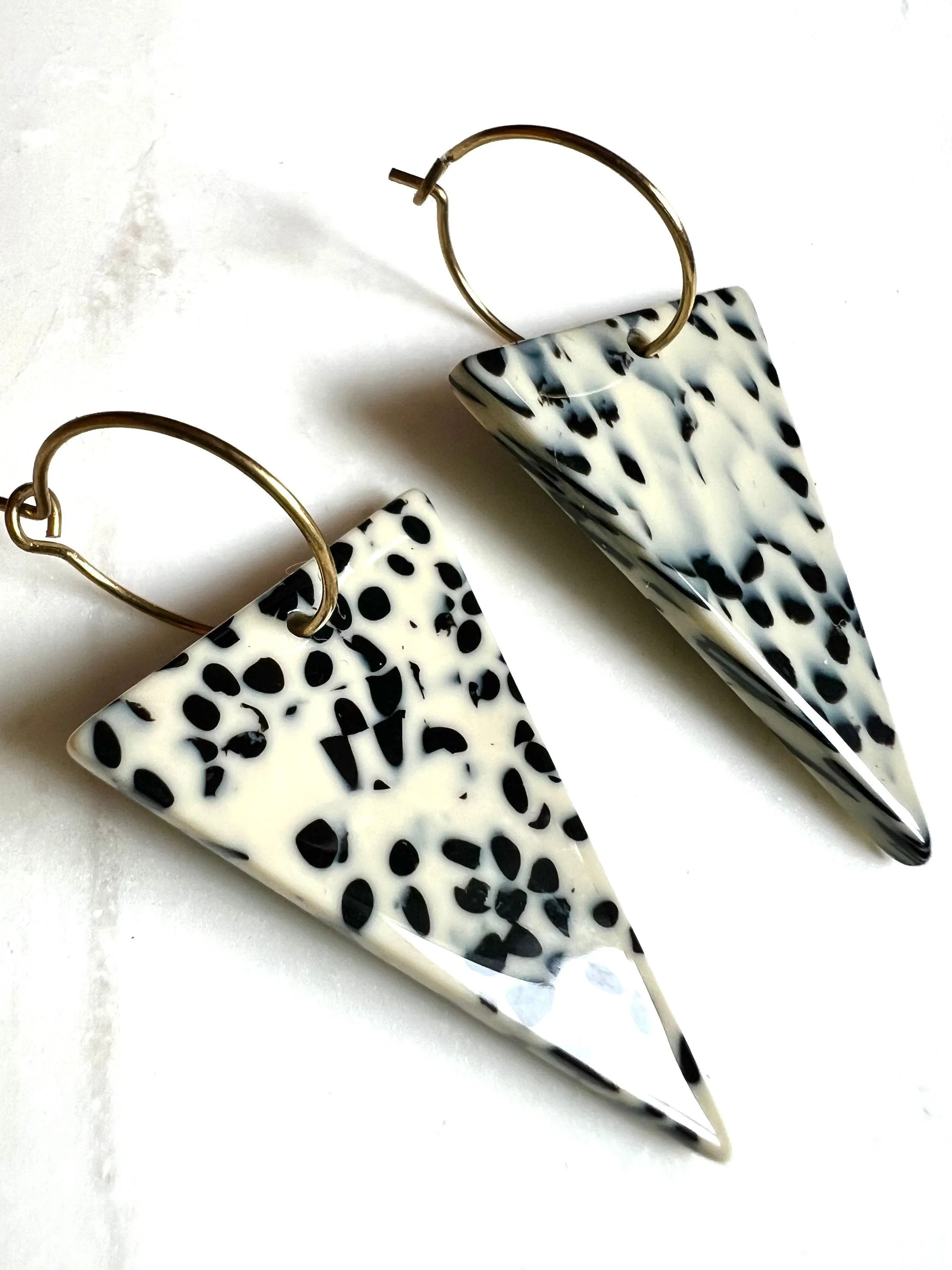 Black and White Triangle Earrings