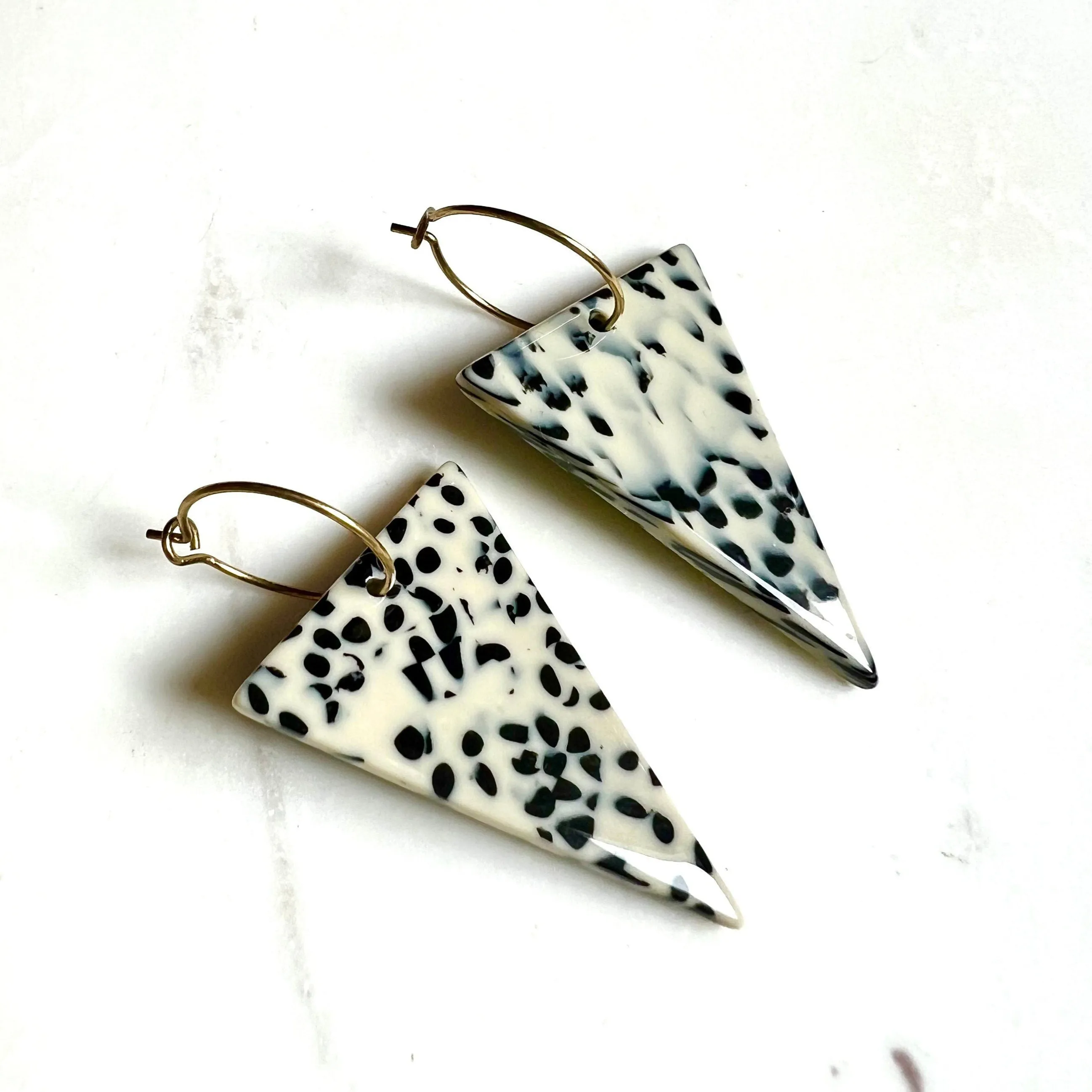 Black and White Triangle Earrings