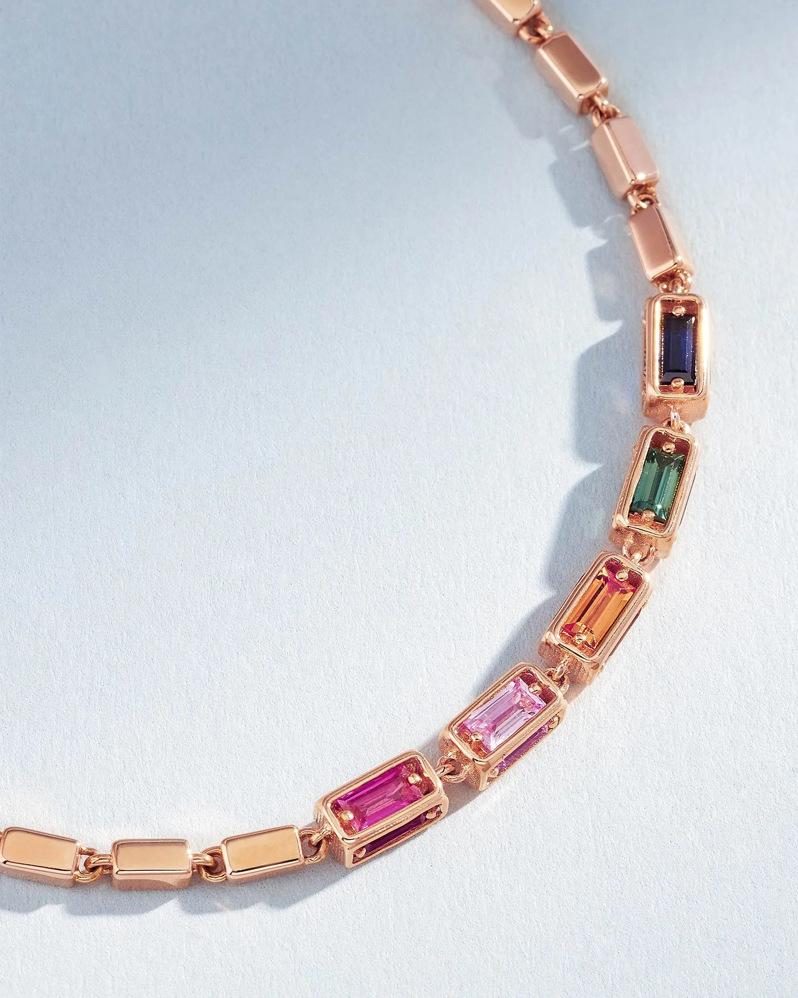 Block-Chain Multi-Rainbow Sapphire Medium Bracelet