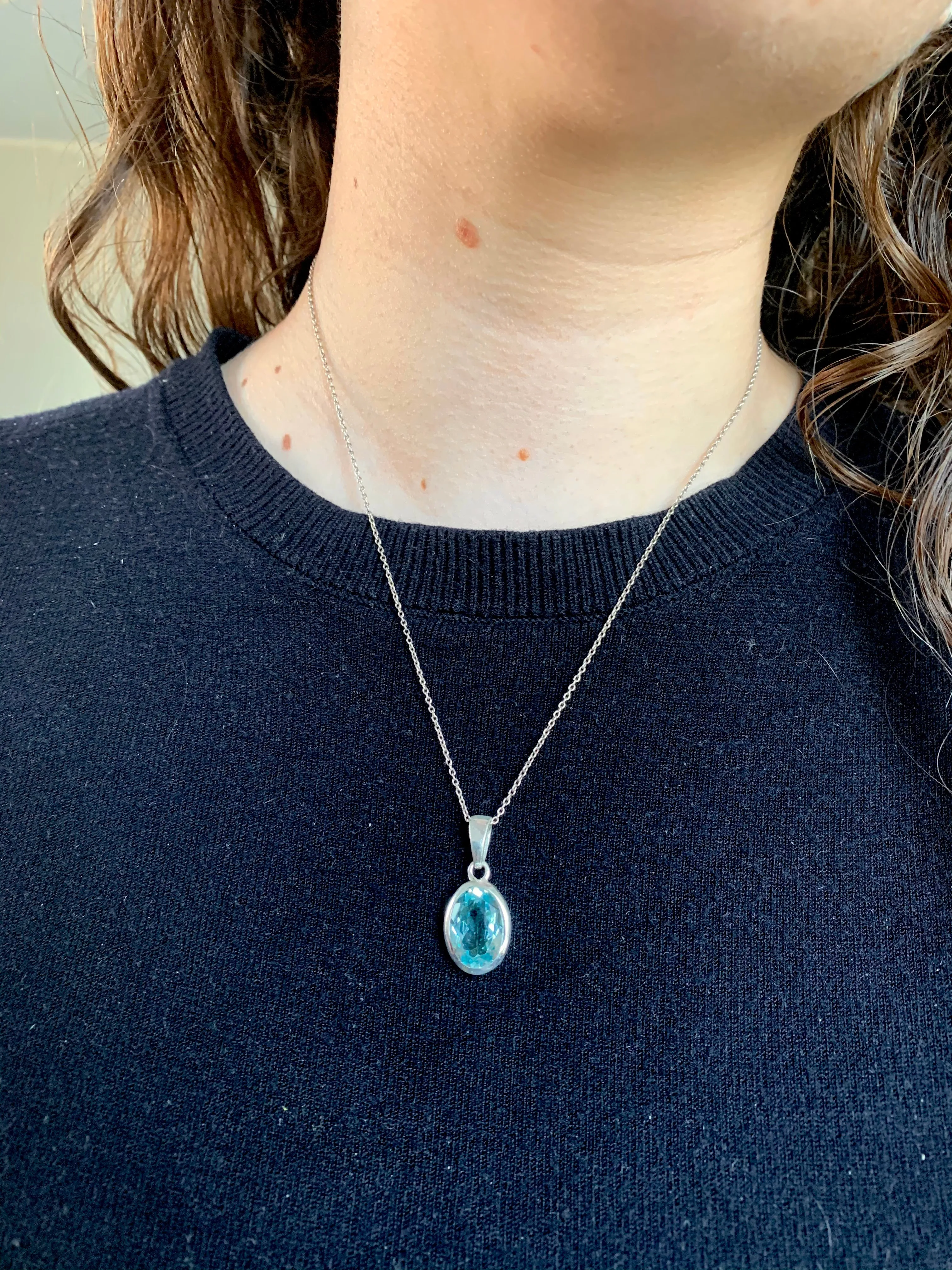 Blue Topaz Sabina Pendant - Oval