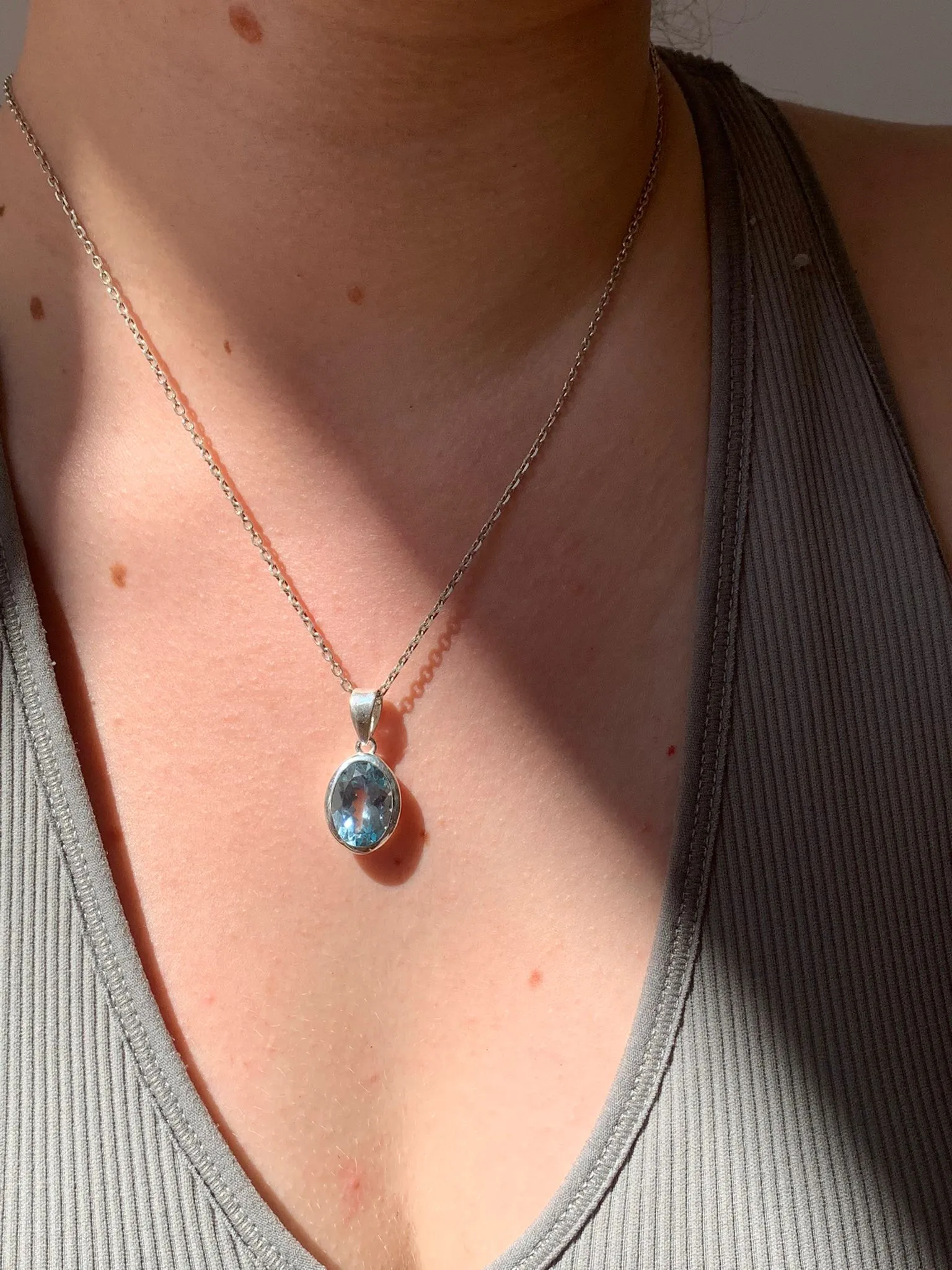 Blue Topaz Sabina Pendant - Oval