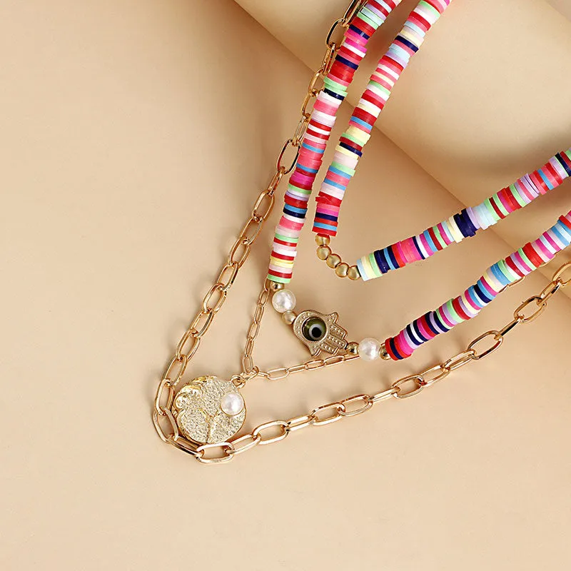 Bohemian Multi Layered Polychrome Necklace