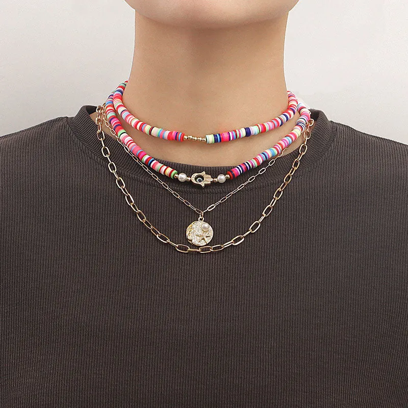 Bohemian Multi Layered Polychrome Necklace