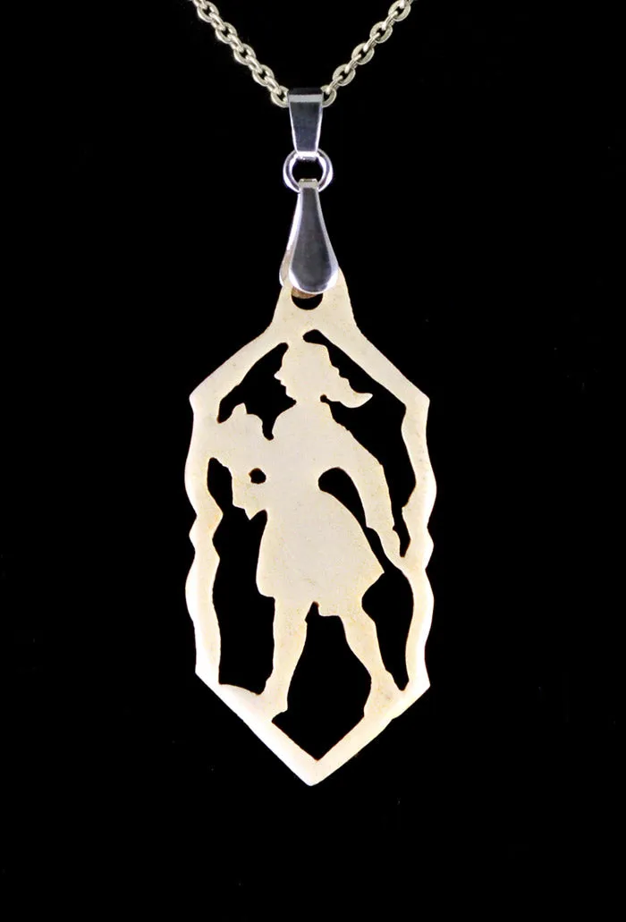 Bouquet of Flowers - carved bone antique fairytale pendant. Handmade