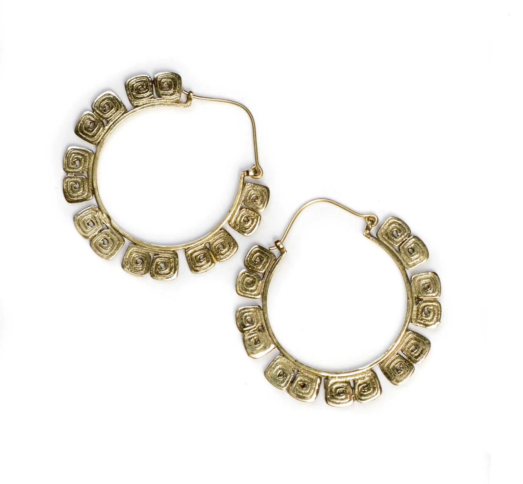 Brass Hammered Hoop Earrings