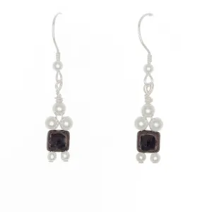 Brown Crystal 1-Bead or 2-Bead drop Sterling Silver  French Hook Earrings