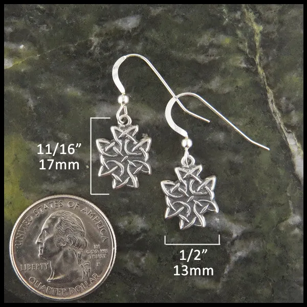 Celtic Knot Cross Earrings in Silver