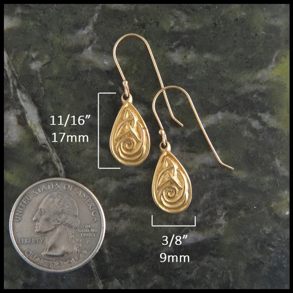 Celtic Spiral Drop Earrings in 14K Gold