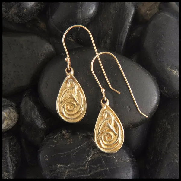 Celtic Spiral Drop Earrings in 14K Gold