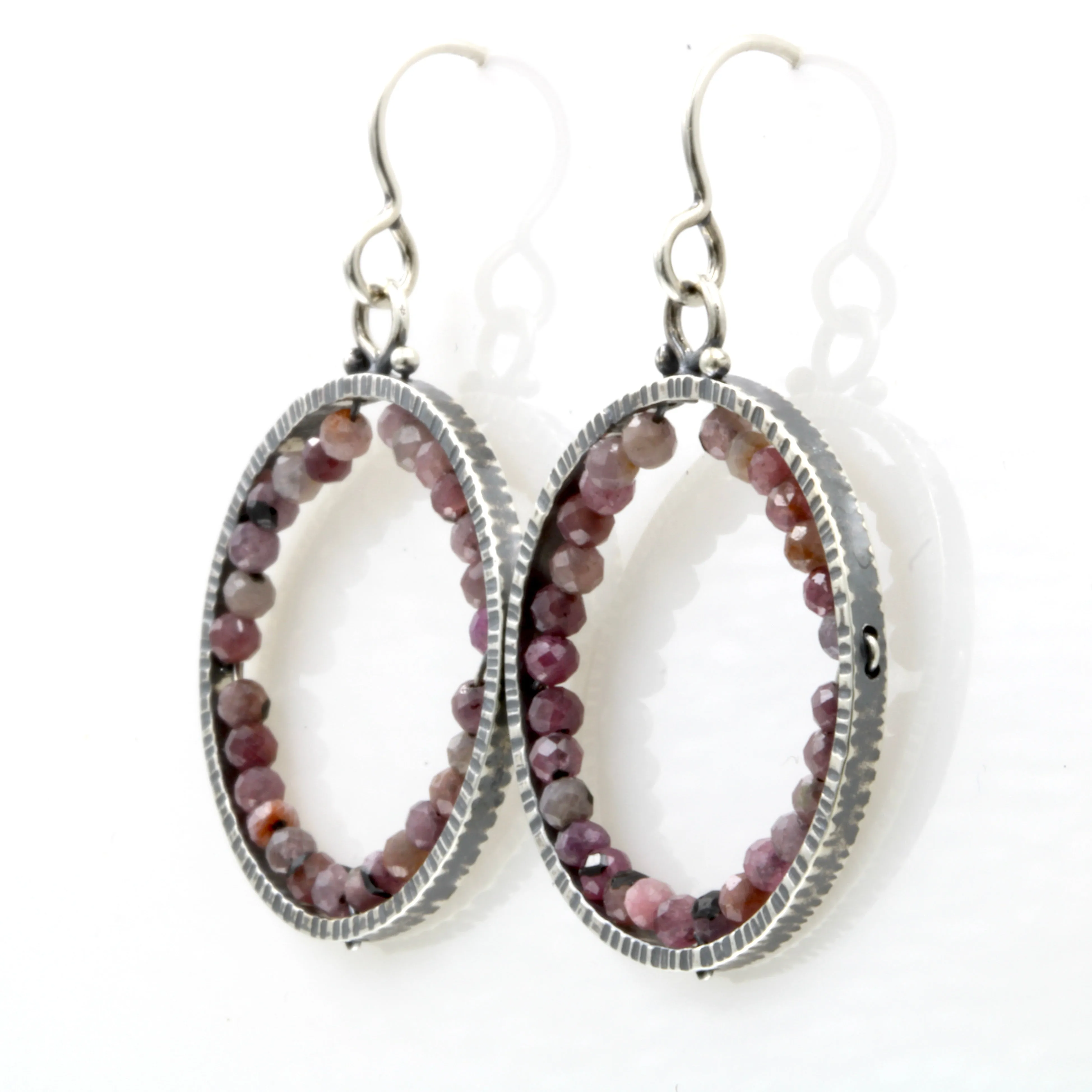 Circle “Geode” Ruby Earring