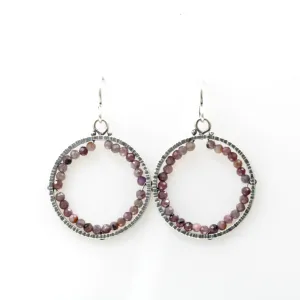 Circle “Geode” Ruby Earring