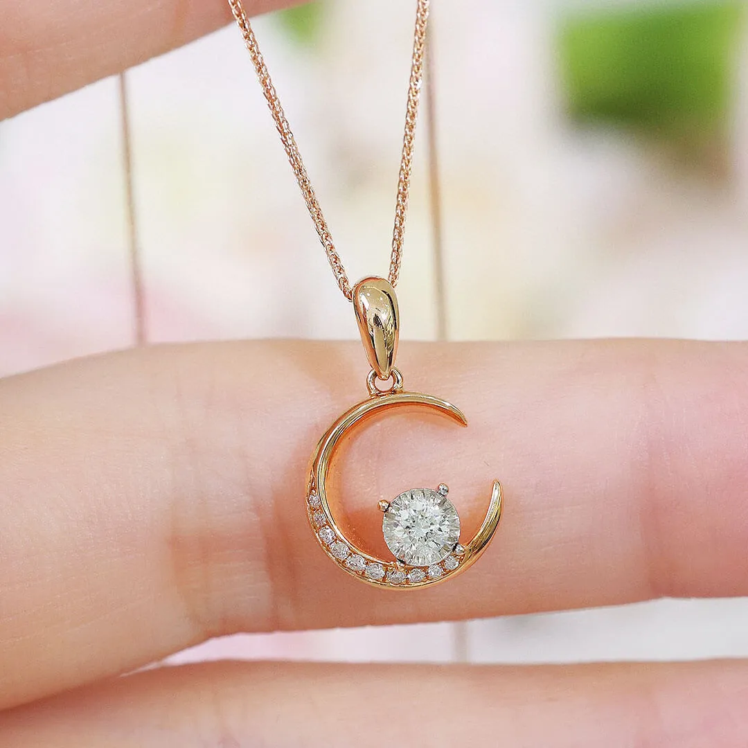 Crescent Rose Gold Chain Necklace