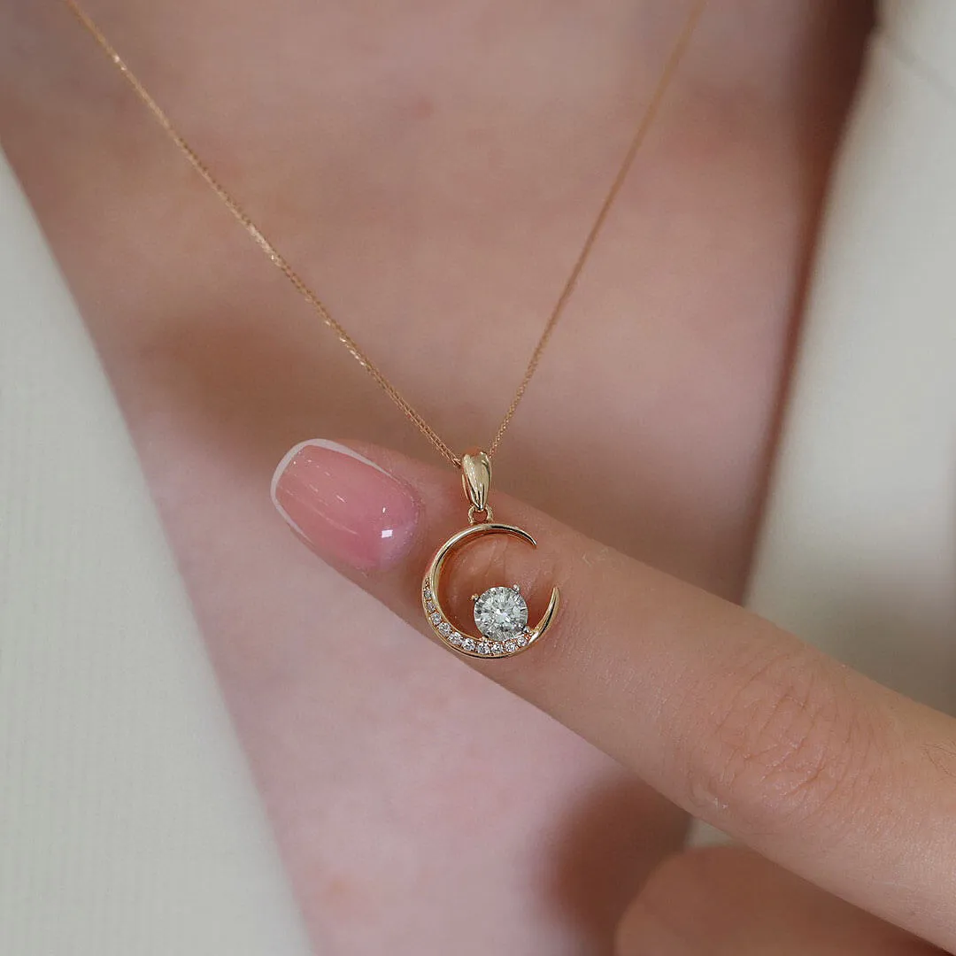 Crescent Rose Gold Chain Necklace