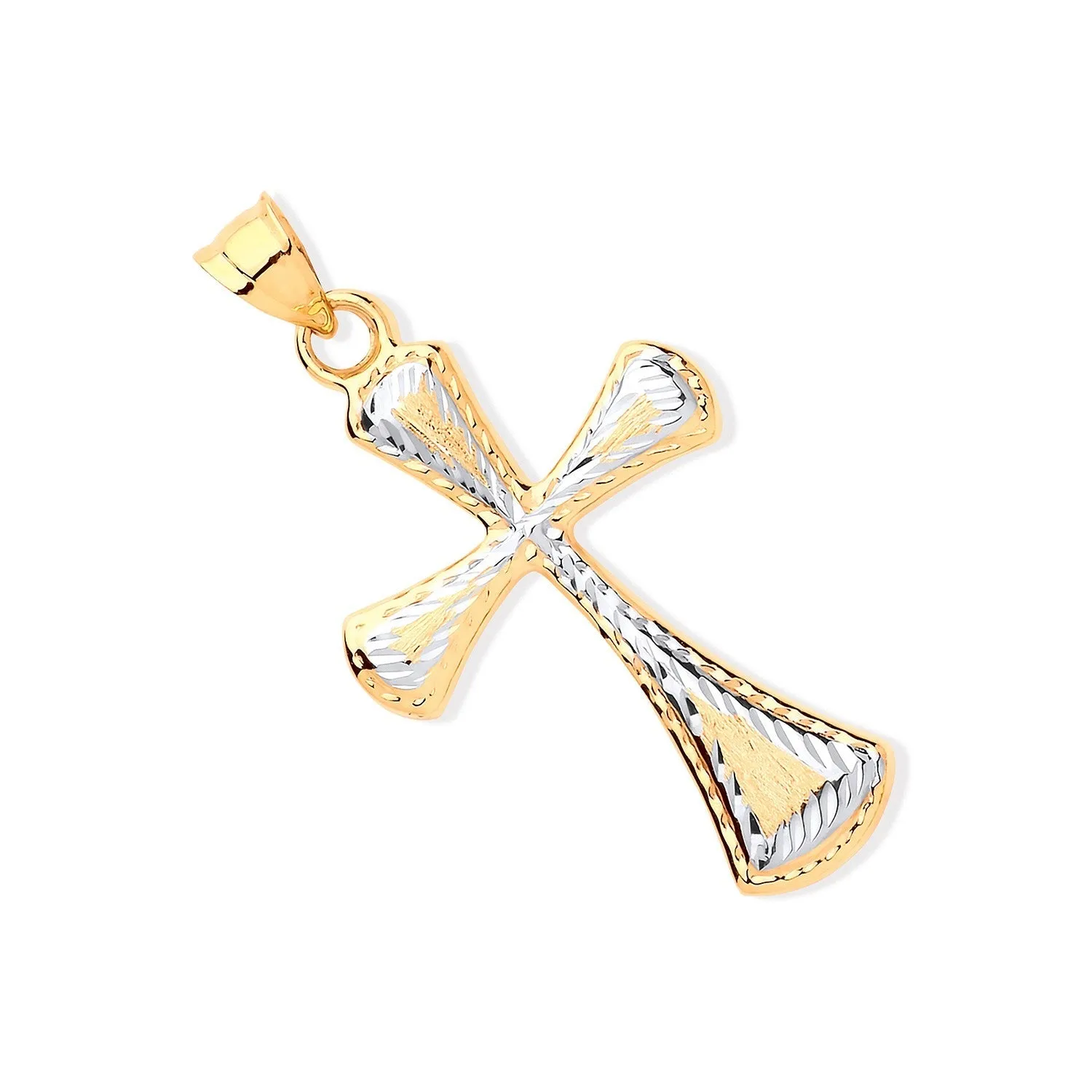 Cross Pendant Necklace in 9ct 2 Tone Gold 0.8g