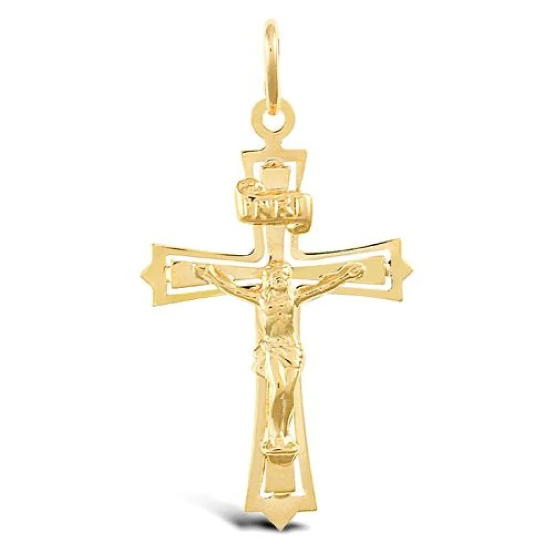 Crucifix Cross Pendant Necklace in 9ct Yellow Gold 1.2g