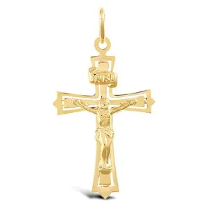 Crucifix Cross Pendant Necklace in 9ct Yellow Gold 1.2g