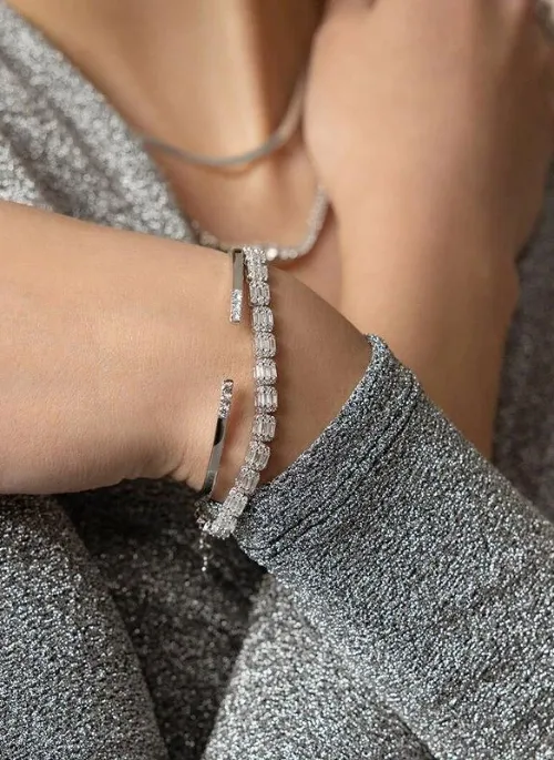 Dainty silver CZ Cuff