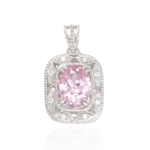 Deco Inspired Pink CZ Pendant