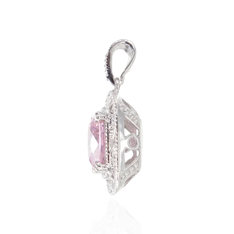 Deco Inspired Pink CZ Pendant