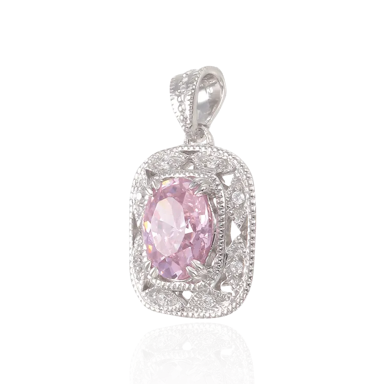 Deco Inspired Pink CZ Pendant