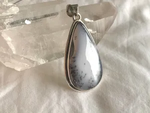 Dendritic Agate Brea Pendant - Long Teardrop